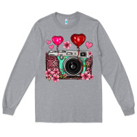 Heather Grey floral heart pink leopard vintage camera Long Sleeve Tee - FaDigitalArtStudio