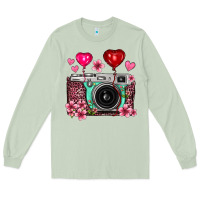 Matcha floral heart pink leopard vintage camera Long Sleeve Tee - FaDigitalArtStudio