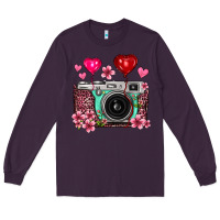 Plum floral heart pink leopard vintage camera Long Sleeve Tee - FaDigitalArtStudio