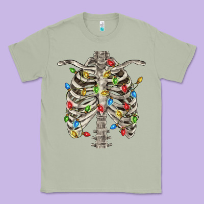 Christmas Rib Cage Classic Tee Designed By Fadigitalartstudio