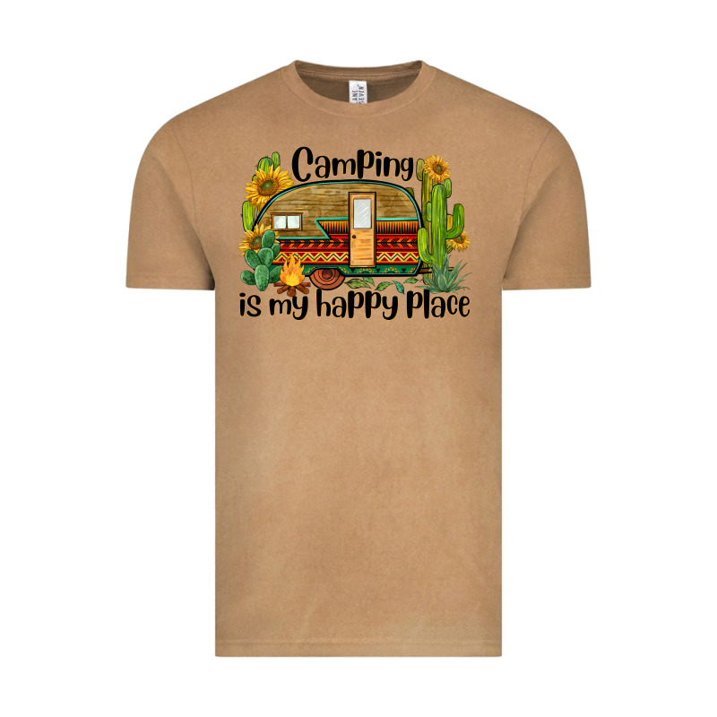Camping Is My Happy Place Caravan Vintage Tee by BarkalooDesign | Teevron