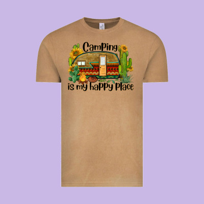 Camping Is My Happy Place Caravan Vintage Tee Designed By Barkaloodesign