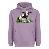 Lavender holstein cow sitting Heavyweight Hoodie - LillyAllenDesigns