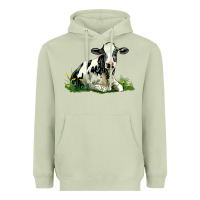Matcha holstein cow sitting Heavyweight Hoodie - LillyAllenDesigns