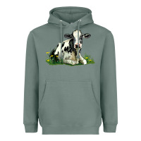 Sage holstein cow sitting Heavyweight Hoodie - LillyAllenDesigns