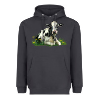 Smoke holstein cow sitting Heavyweight Hoodie - LillyAllenDesigns