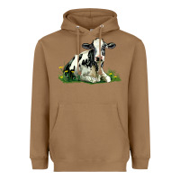 Toasted Coconut holstein cow sitting Heavyweight Hoodie - LillyAllenDesigns