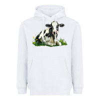 White holstein cow sitting Heavyweight Hoodie - LillyAllenDesigns