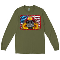 Army Green firefighter air mask and sunflower Long Sleeve Tee - HRA Design Shop