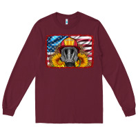 Firefighter Air Mask And Sunflower Long Sleeve Tee | Teevron
