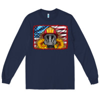 Navy firefighter air mask and sunflower Long Sleeve Tee - HRA Design Shop
