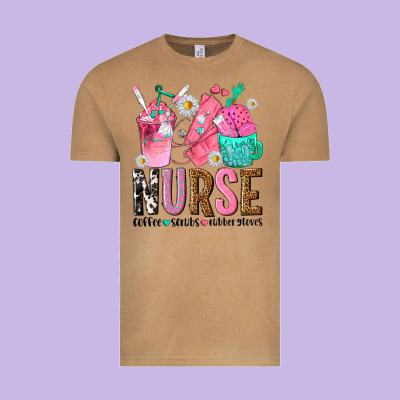 Nurse Coffee Scrubs Rubber Gloves Vintage Tee Designed By Texasbilliewilder