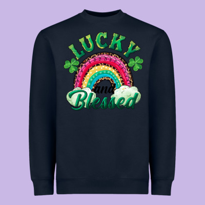 Heavyweight Sweatshirt Lucky and blessed rainbow