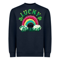 Navy Lucky and blessed rainbow Heavyweight Sweatshirt - RanaPortraitStore