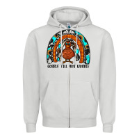 Dove Grey gobble till you wobble rainbow Zipper Hoodie - JahusDesignShop