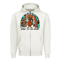 Oatmeal Heather gobble till you wobble rainbow Zipper Hoodie - JahusDesignShop