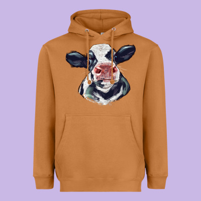 Holstein Calf Face Heavyweight Hoodie Designed By Lillyallendesigns