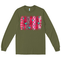 Army Green valentines day brushstroke Long Sleeve Tee - OliviaCreatesArt