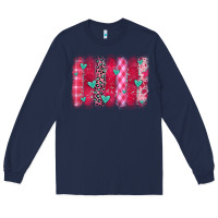 Navy valentines day brushstroke Long Sleeve Tee - OliviaCreatesArt