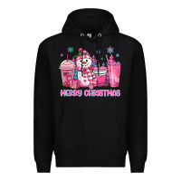 Black merry christmas snowman coffee cups Premium Hoodie - MaliasSmallBusiness