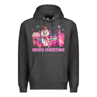 Charcoal Heather merry christmas snowman coffee cups Premium Hoodie - MaliasSmallBusiness