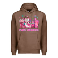 Chestnut merry christmas snowman coffee cups Premium Hoodie - MaliasSmallBusiness