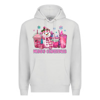 Dove Grey merry christmas snowman coffee cups Premium Hoodie - MaliasSmallBusiness