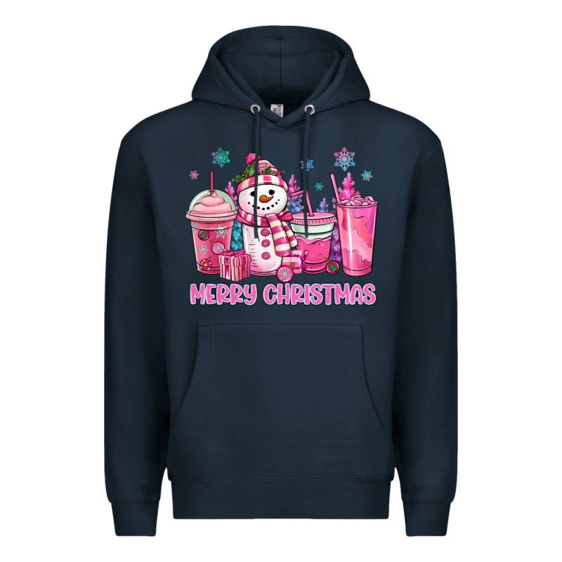 Merry Christmas Snowman Coffee Cups Premium Hoodie by MaliasSmallBusiness | Teevron
