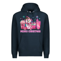 Navy merry christmas snowman coffee cups Premium Hoodie - MaliasSmallBusiness