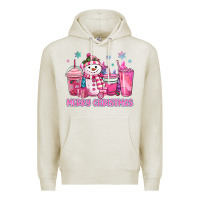 Oatmeal Heather merry christmas snowman coffee cups Premium Hoodie - MaliasSmallBusiness