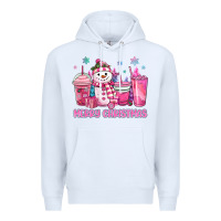 White merry christmas snowman coffee cups Premium Hoodie - MaliasSmallBusiness