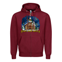 Burgundy Christmas church and snow grace and mercy Zipper Hoodie - AdoDesignShop