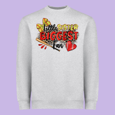 Little Sister Biggest Fan Softball Heavyweight Sweatshirt Designed By Zillion Design Studio