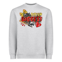 Heather Grey little sister biggest fan softball Heavyweight Sweatshirt - Zillion Design Studio