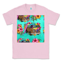 Bubblegum Pink floral hippie truck seamless pattern Classic Tee - HRA Design Shop