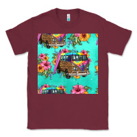 Burgundy floral hippie truck seamless pattern Classic Tee - HRA Design Shop