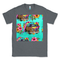 Charcoal Heather floral hippie truck seamless pattern Classic Tee - HRA Design Shop