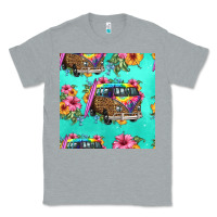 Heather Grey floral hippie truck seamless pattern Classic Tee - HRA Design Shop