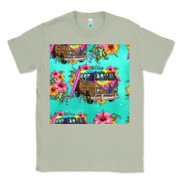 Matcha floral hippie truck seamless pattern Classic Tee - HRA Design Shop