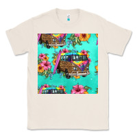 Natural floral hippie truck seamless pattern Classic Tee - HRA Design Shop