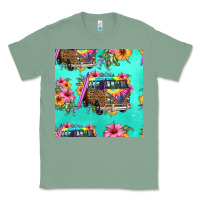 Sage floral hippie truck seamless pattern Classic Tee - HRA Design Shop