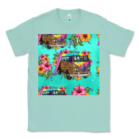 Seafoam floral hippie truck seamless pattern Classic Tee - HRA Design Shop