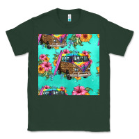 Sports Green floral hippie truck seamless pattern Classic Tee - HRA Design Shop