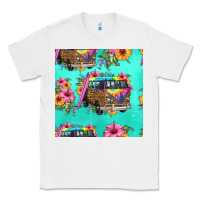 White floral hippie truck seamless pattern Classic Tee - HRA Design Shop