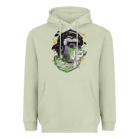 Matcha Magical cats ghost with moon Halloween Heavyweight Hoodie - NancyCooperArtShop