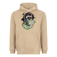 Mushroom Magical cats ghost with moon Halloween Heavyweight Hoodie - NancyCooperArtShop