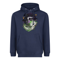 Navy Magical cats ghost with moon Halloween Heavyweight Hoodie - NancyCooperArtShop