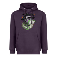Plum Magical cats ghost with moon Halloween Heavyweight Hoodie - NancyCooperArtShop