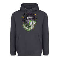 Smoke Magical cats ghost with moon Halloween Heavyweight Hoodie - NancyCooperArtShop