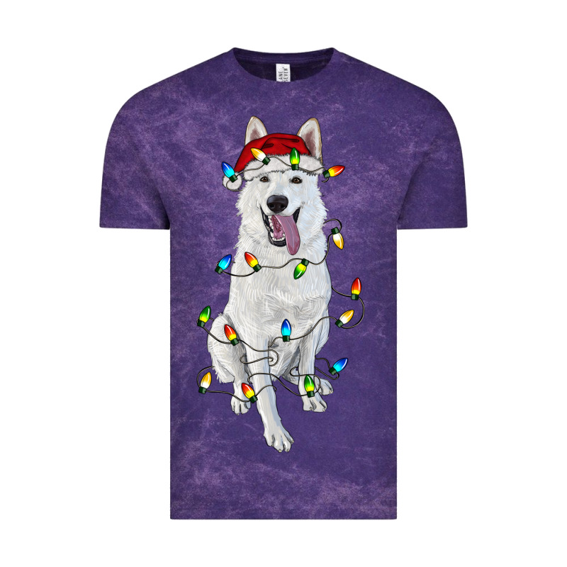 Christmas White Shepherd With Christmas Lights Vintage Tee by RanaPortraitStore | Teevron